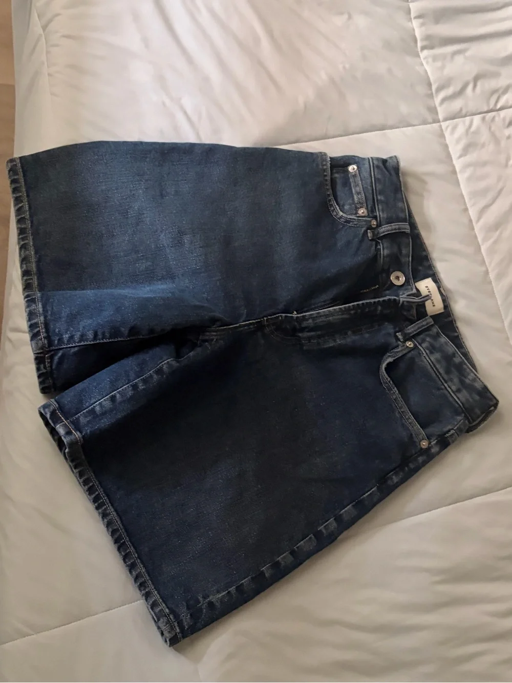 Everlane Long A-Line Denim Shorts - Medium Blue